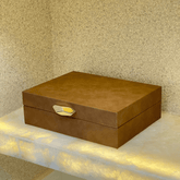 Caixa Decorativa em MDF e PU Marrom 24cm G - Ela Decora